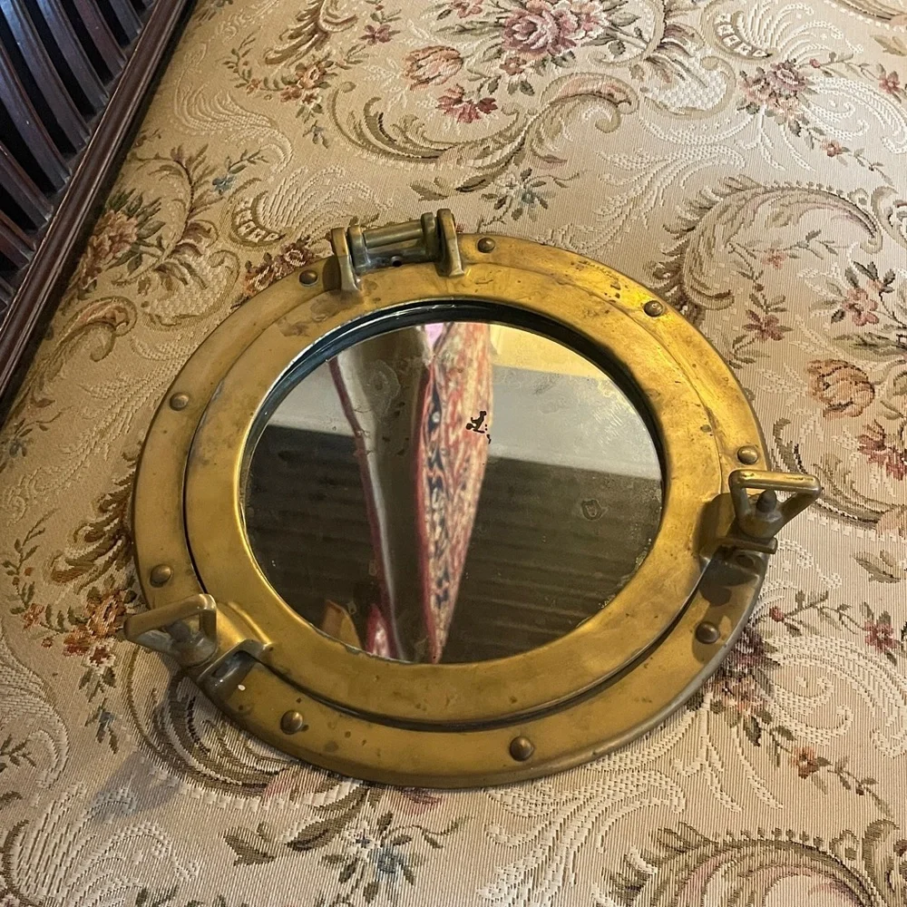 Vintage Round Brass Porthole Mirror